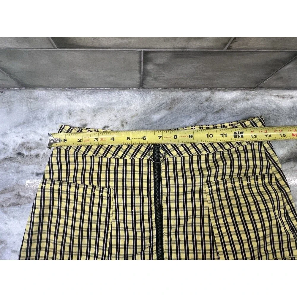 Y2K 90’s Plaid Skirt Clueless Arizona Jean Co Black Yellow Zip Juniors Twee Sz 7 - Picture 4 of 7